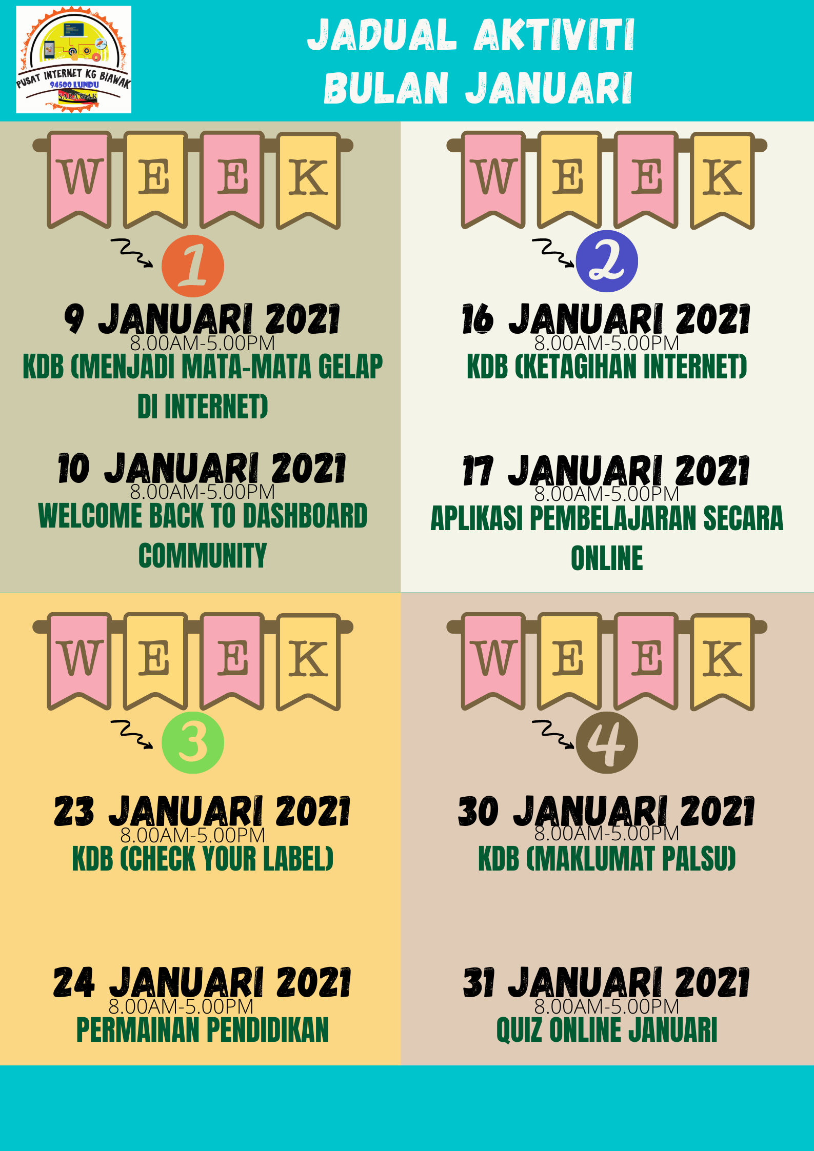 JADUAL AKTIVITI BULAN JANUARI